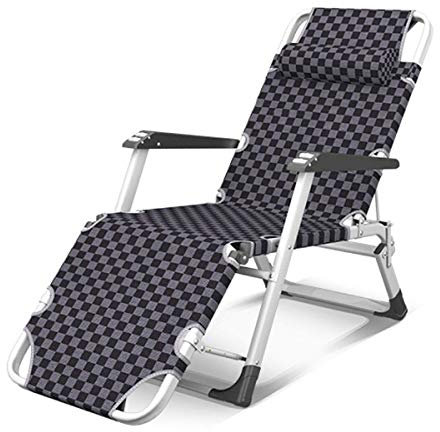Comfortable and Stable Heavy Duty Folding Chair, Sun Lounger Recliner Reclining Deck Chairs Waterproof and Adjustable for Beach Patio Garden Camping Outdoor Office,Brown (Grey)