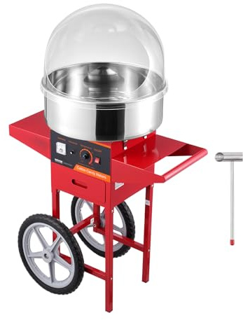 VEVOR Machine à Barbe à Papa Électrique 1000 W avec Chariot, Appareil à Barbe à Papa Commercial, Couverture Bleue, Bol en Acier Inoxydable, Cuillère à Sucre, pour Faire Bonbons Fêtes Anniversaires