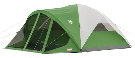 Coleman Evanston 8-Person Tent with Screen Porch, Weatherproof Tent Sets Up in 15 Mins, Included Rainfly & Carry Bag