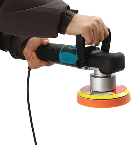 Pulidora excéntrica, 850 W, 8 mm, 6 velocidades variables, 2000 – 4500 RPM, con 6 esponjas de pulido y 2 asas antideslizantes para pulir y eliminar vórtices, arañazos y errores