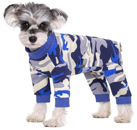 Dog Surgery Recovery Suit for Male/Female,Dog Anti-Hair Anti Licking Pajamas Onesie,Wound Protection Puppy E-Collar & Cone Alternative Jumpsuit For Small Medium Dogs_M(Blue Camo)