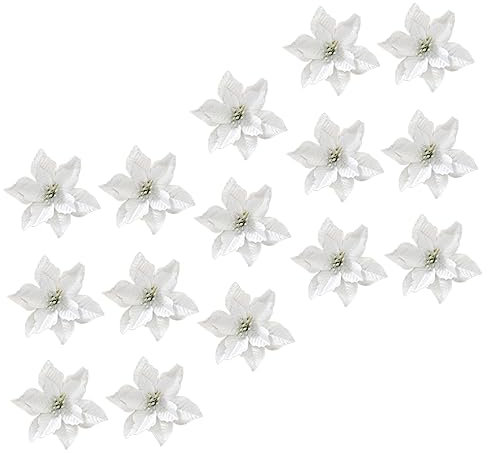 HAWILLOSCH Weihnachten Layout Blume Künstliche Blume Weihnachten Baum Decor Silber 15pcs Simulierte Blume