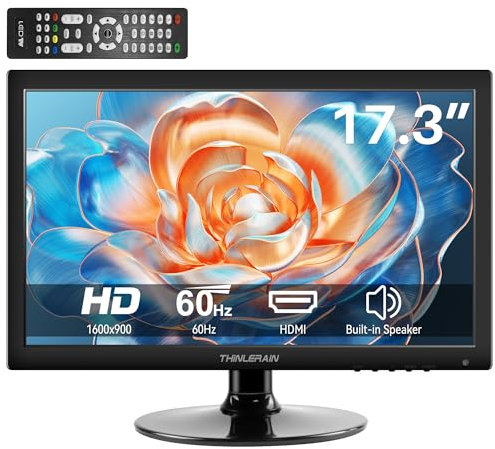Thinlerain 17 Pollici PC Monitor 1600x900 Schermo LED Computer Monitor con VGA/HDMI/USB, altoparlante integrato, 5Ms, 60 Hz, VESA, Nero