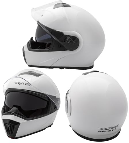 Nexit Professional Modularhelm Anti-Kratz-Visier Motorrad Weiß L