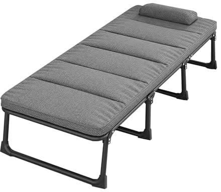 GddOGUK Campingbett mit 4 cm Matratze, Klappbett, Gästebett mit 4 Verstellstufen, Campingbett für Schlafzimmer, Büro, Camping, Zuhause, Nickerchen