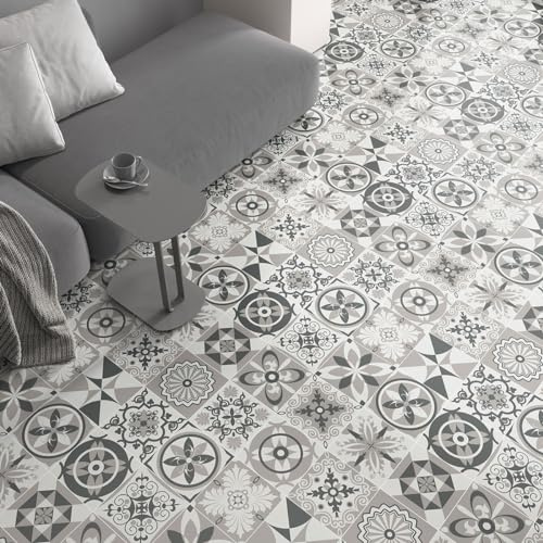 Lumalea Stickers carrelage de Sol Anti-dérapant - Motif Carreaux de Ciment 3617689809823-60x60 cm