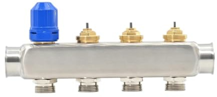 HKVTVCYPYA Collettore di mandata for riscaldamento a pavimento in acciaio inox Aisi304 con misuratore di portata e collettore di ritorno con vite termostatica(4 ways part A)