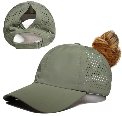 Gisdanchz Damen Cap Vertikal Pferdeschwanz | Verstellbar, Leicht, Atmungsaktiv | Perforiert Sommer Basecap für Laufen Golf und Mehr