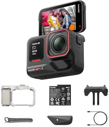 Insta360 Ace Pro 2 Xplorer Bundle Silver - 8K Action Camera with Leica Lens | Underwater Camera, Waterproof, Leica, 1/1.3 Sensor, Low Light, Superior Audio, Dual AI Chip, Vlogging, Motorcycling