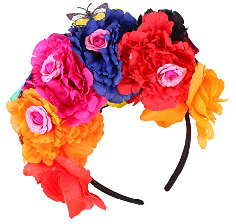 Veemoon Coroncina Decorativa per Halloween con Fiori e Farfalle Fascia per e Alla Moda per Feste per Donne e Ragazze