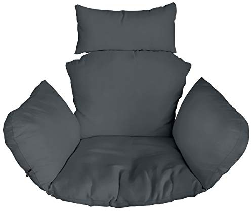Ferocity Hängesessel Kissen XXL, Polster, Auflage für Polyrattan/Rattan Hängeschaukel, Hängekorb, Schaukel Korb, Rückenkissen in der Farbe Graphit [114]