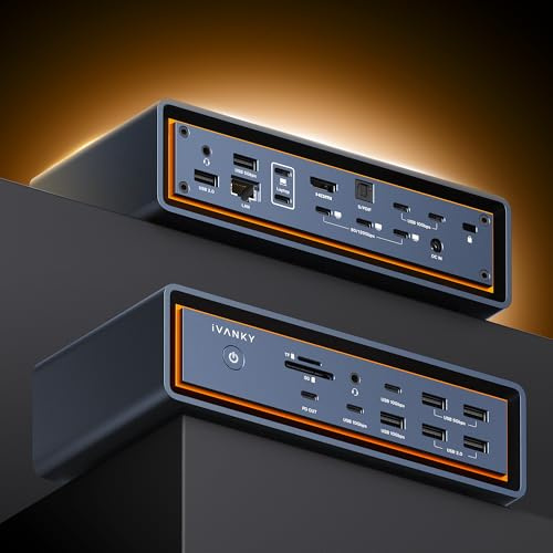 iVANKY 23-in-1 Intel Certified Thunderbolt 5 FusionDock Max 2, 120Gbps MacBook Docking Station, Triple 6K@60Hz Display for Mac M1-M5 Pro/Max, 140W PD, 2.5GbE, Cooling Fan (Incompatible with Windows)