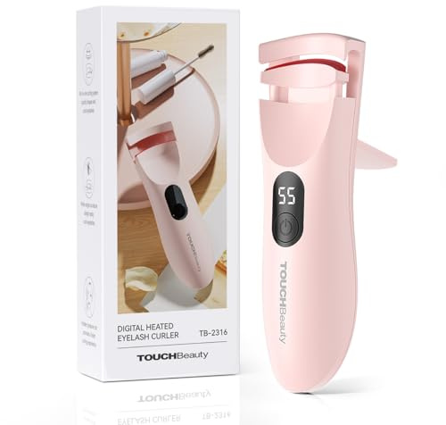 TOUCHBeauty Heated Eyelash Curler with LED Display,Rechargeable Electric Eyelash Curler,3 Temperature Modes, Color Changing Silicone Pad, 10s Quick Heat and Long-Lasting AG-2316APK