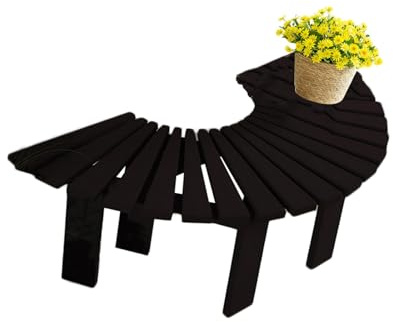 Trädbänk Runtom, Halvrund Uteplats I Trä, For Gräsmatta, Trädgård Och Pool (endast Bänkar)(Black)