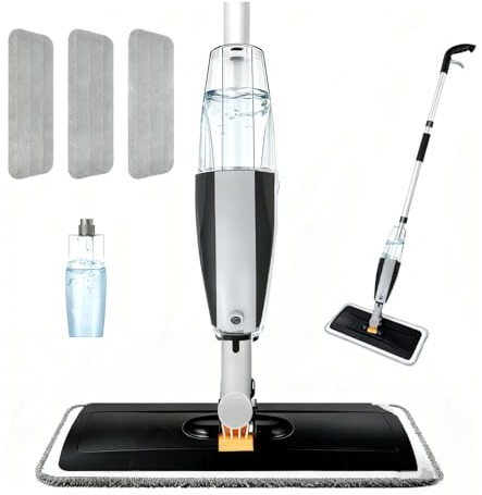 Balai à pulvérisation 3 pièces vadrouille en microfibre balai professionnel avec flacon rechargeable pour maison, cuisine, bois dur, stratifié, bois, céramique
