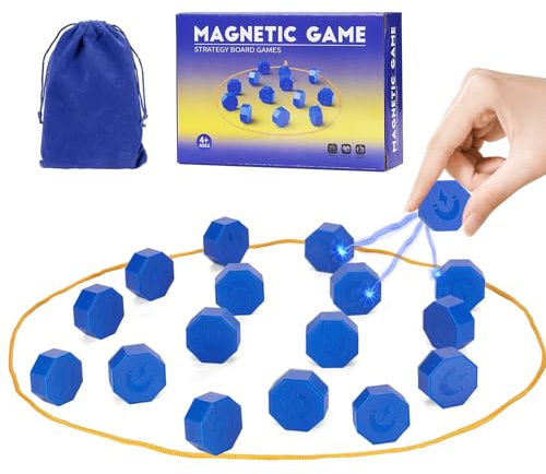 Juego Magnético de Estrategia – 20 Fichas Magnéticas con Cuerda, Portátil Juego de Mesa para 2 Jugadores, Ideal para Viajes y Entretenimiento Familiar