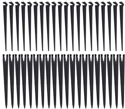 BIVYAX 40 Piquets Support Tuyau Irrigation, Fixation Sol pour Tuyau Arrosage Jardin, Piquet PE Durable Anti-tempête pour Système Goutte à Goutte, Accessoire Arrosage Automatique pour Potager Serre