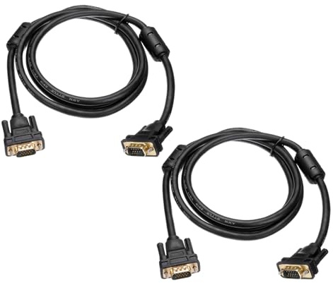 QUARKZMAN 2 PCS Cable VGA (5 Pies 9 Pines) - Cable Adaptador De Video Macho A Macho Para TV PC Computadora Portátil Monitor Pantalla Proyector Negro