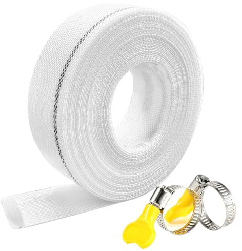 VEEKAY Tubo Flessibile di Scarico Piatto,10m x 25mm Tubo Flessibile in Tessuto,con 2 clip,per Acque Sporche, Irrigazione Giardino