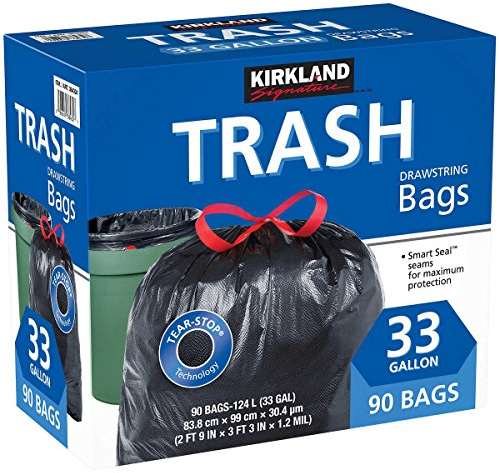 Kirkland Signature - Bolsas de Basura, 150 L, 90 Unidades, tamaño XL, con cordón