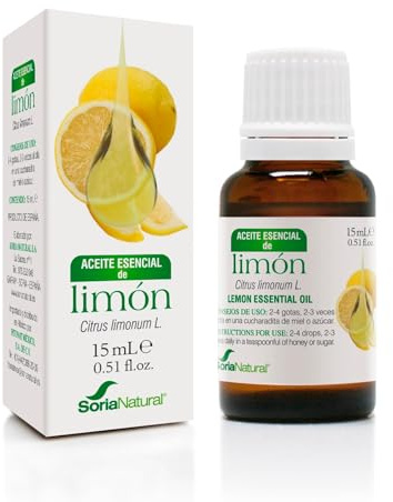 Soria Natural Limón Aceite Esencial – Con Citrus limonum – Ingredientes 100% Naturales - Propiedades Terapéuticas - Aceite Esencial 100% Puro - Frasco con gotero de 15 ml.