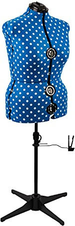 Verstellbare Schneiderpuppe Blau mit Punktmuster 8-Teilige | Groß (L) [Größe EUR 48 bis 50]