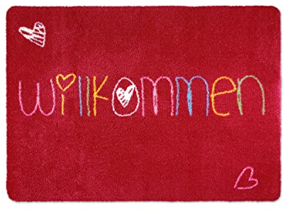 deco-mat Fußmatte Willkommen 50 x 70 cm Rot