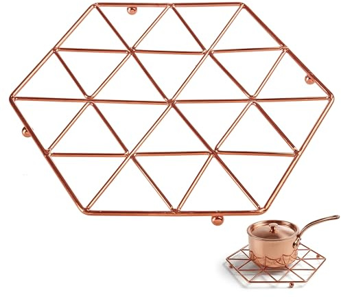 Premier Housewares Copper Finish Trivet | Stylish Wire Trivet For Protecting Surfaces From Hot Pots And Pans | Durable Metal With Elegant Copper Coating | Kitchen Accessory