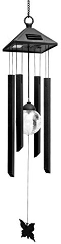 Deerbird® Black Wind Chime, Solar Powered Color Changing LED Outdoor Windchimes Garden Decoration Aluminum Alloy Wind Bells Windlights Chime