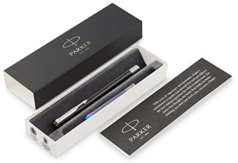 Parker Vector Füller | Schwarz | Füllfederhalter Mittlere Spitze | Blaue Tinte | Geschenkbox