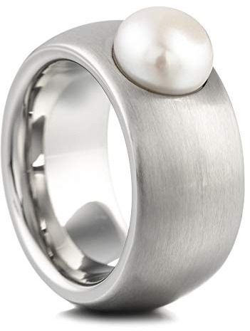 Heideman Damen Ring Coma 11 Perlenring silber farbend matt aus Edelstahl mit Süßwasser Perle weiss Gr.WP hr9111-1-11-60-SWP