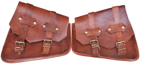 american blue Sacoches de Selle en Cuir Marron Sacoche de Selle Sacoche arrière 2 Poches Sac à Outils pour vélo et Moto