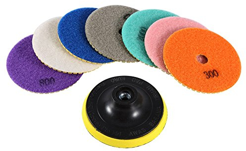 Dischi Abrasivi Diamantati Disco 4 Pollici 100 mm Set 8 Pezzi In Marmo: 7 Dischi Abrasivi + 1x Disco Adesivo 4 Pollici per Marmo Granito
