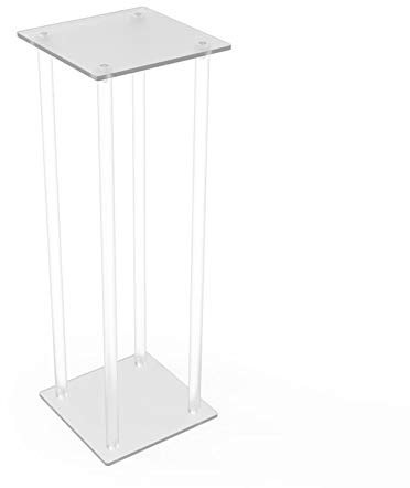 9 L X 9 W X 24 Tall Clear Acrylic Riser Transparent Plexiglass Pedestal Table Display Podium Glorifier Riser Stand Centerpiece Flower Sculputure Merchandise Lamp Book Stand 10043-24