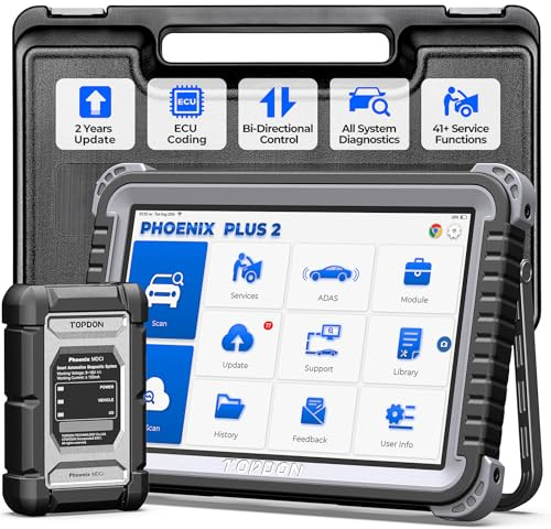 TOPDON Professionelles Bidirektionales OBD2 Diagnosegerät Deutsch-Phoenix Plus, Bluetooth Scanner für alle Systeme mit 41 Reset Service und ECU-Codierung, über 1000+Fahrzeuge/150+ Automarken Geeignet