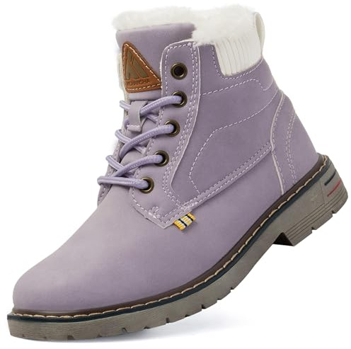 Mishansha Niños Botas de Senderismo Niñas Botas de Nieve Impermeable Zapatos Invierno, Morado 36