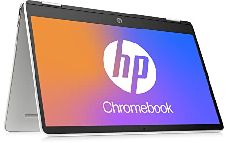 HP Chromebook x360 2in1 Laptop, 14 HD Touchdisplay, Intel Celeron N4020, 4GB DDR4 RAM, 64GB eMMC, ChromeOS, QWERTZ Tastatur, Silber/Weiß