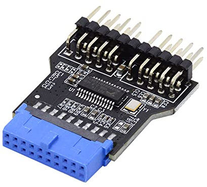 cablecc Conector USB 3.0 de 19 pines, 1 a 2 extensiones, USB 2.0, conector hembra de 9 pines, adaptador multilier