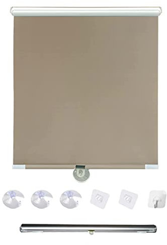 KOOEIN Verdunkelungsvorhänge mit Saugnäpfen, Saugnapf-Innenrollos für Fenster, 45/50/58cm temporäre Jalousie tragbare Vorhänge, ohne Bohren, Sonnenschutz-Rollo,Gold-68x125cm/27x49in