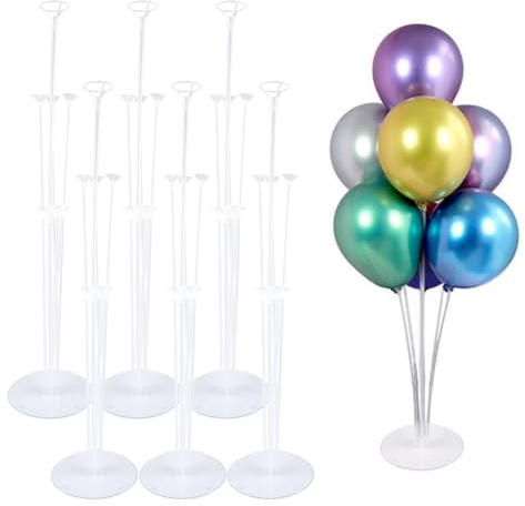 Set di Porta Palloncini da 6 pezzi,Riutilizzabili,Supporto Palloncini,Adatti per Matrimoni e Compleanni Base per Palloncini,Stand Palloncini,Palloncino Trasparente Supporto,Bastoni per Palloncini