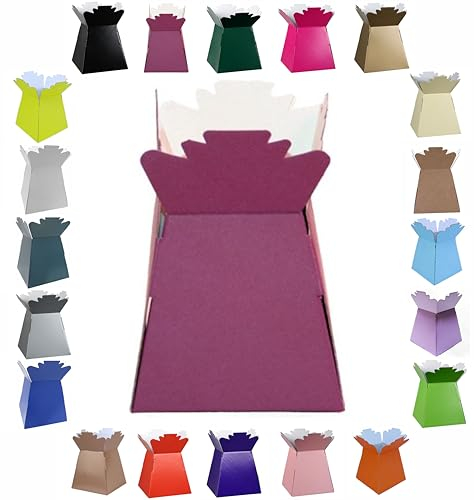 Ramo brillante y vibrante, caja de flores/florero, exhibición de transporte, cajas de presentación (1, borgoña)