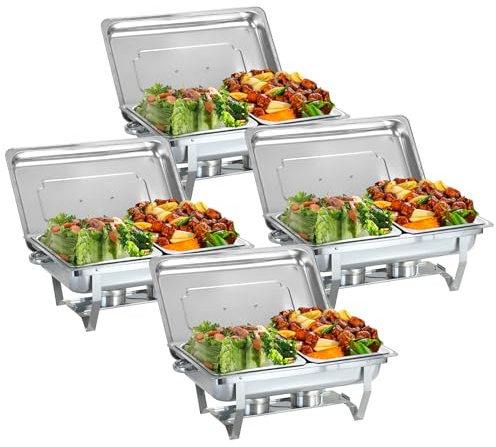EVGTTI 9L Chafing Dish Buffet Set, Rectangular Food Warmers Set | Half Size Pans Chafing Dishes for Buffet w Fuel Holders, Stainless Steel Chafing Dish Set for Parties Buffet