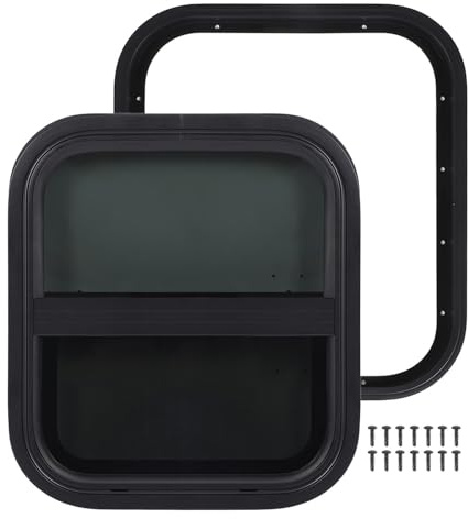Ventana Para RV 406x356mm Deslizante Con Malla Vidrio Templado Tintado Resistente A Los Rayos Y Sellado Impermeable Para Caravanas Remolques Y Vehículos De Construcción