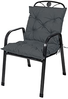 TexDeko® Garden Gartenstuhl Auflage Niedriglehner 40 x 40 x 40 cm Sitzkissen wasserabweisend Outdoor Rückenkissen niedrig Stuhlkissen hoher Komfort (Anthrazit)