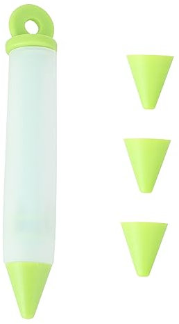 VINTORKY Silicone Cake Decorating Pen Set with 4 Piping Nozzles Green Multifunctional Baking Icing Tool for Pastry Writing and Chocolate Decorating