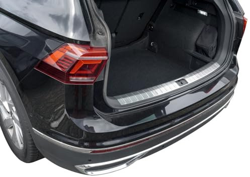 Protecteur de pare-chocs arrière intérieur compatible avec VW TIGUAN II + ALLSPACE | À partir de 2016 + acier inoxydable mat protection pour bord du coffre de chargement
