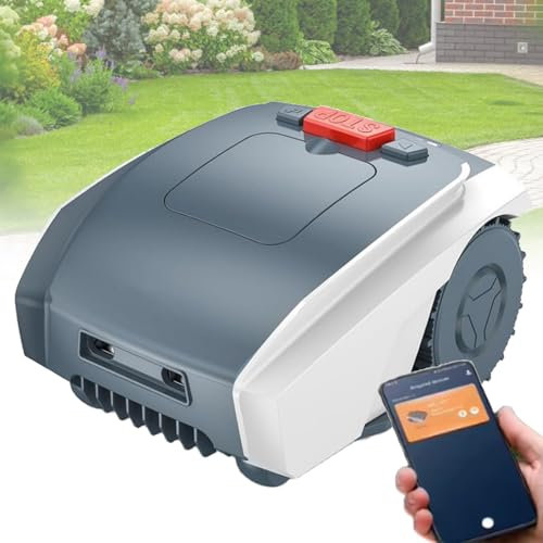 VNATWGOO Robot De Tonte De Gazon, Tondeuse à Gazon Automatique, Tondeuse à Hauteur De Lame RéGlable, avec éTanchéIté Ipx5, Navigation Optique, éVitement d'obstacles