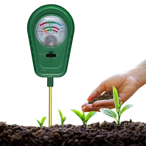 Bodentester, Boden-pH-Messer 3-in-1 Bodentest Messgerät für Feuchtigkeit, Fruchtbarkei und pH, Boden-Feuchtigkeitsmessgerät für Pflanzenerde, Garten, Bauernhof, Rasen, Kein Batterien Erforderlich