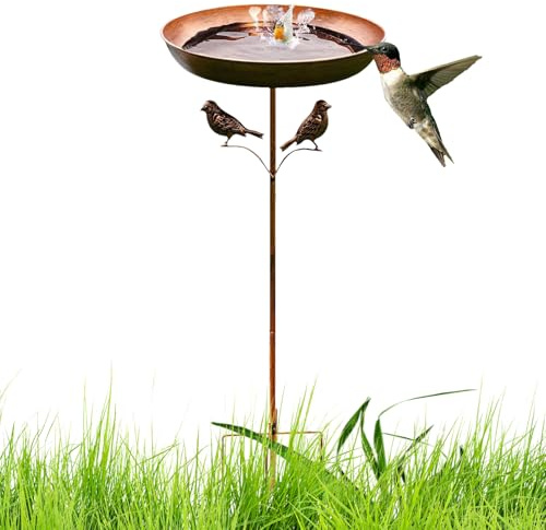 Stehendes Vogelbad, Vogelbad, Metall stehend Gartenvogelbad Schüssel, 32-Zoll hohe metallwetterfeste Vogelbadefutter für Garten Rasen Terrasse Garten Garten