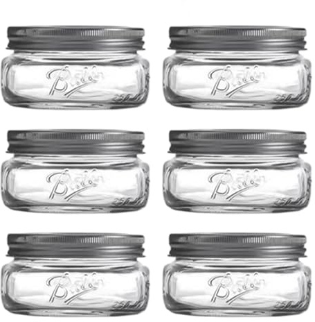 Yaoliucp 6Pcs Mason Jar 8oz/237ml Small Mason Jars with Silver Lids Airtight Clear Glass Jars for Snacks, Tea, Honey Preserves, Jam Preserves
